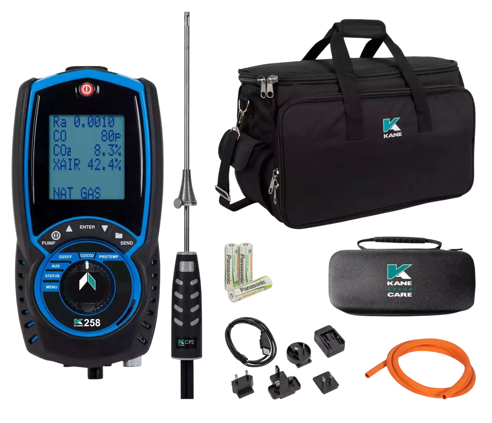 KANE 258 flue gas analyser beserta probe dan perlengkapan